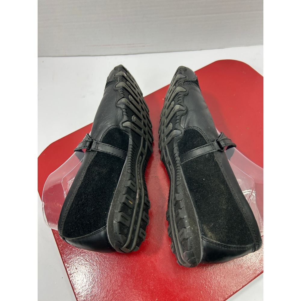 Skechers Mary Jane Flats 6.5 Black Leather Suede Crisscross Strap Y2K Style - Picture 6 of 10